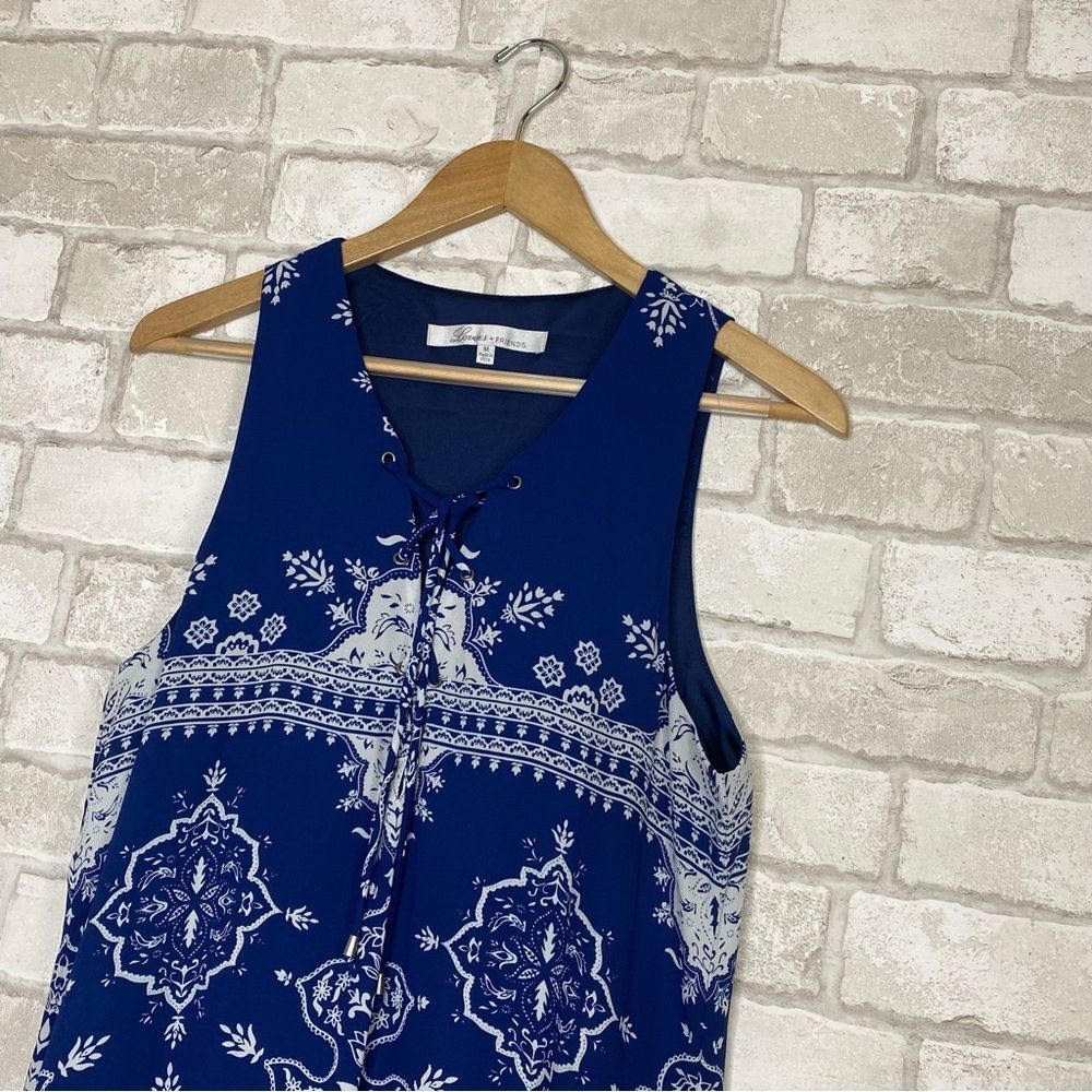 Lovers + Friends Blue & White Sleeveless Temple Dress Size M - Picture 5 of 16